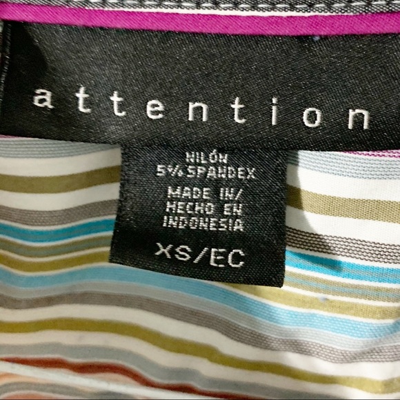 Attention Long Sleeve Button Front Pointed Collar Striped Shirt No Pockets - Picture 4 of 4